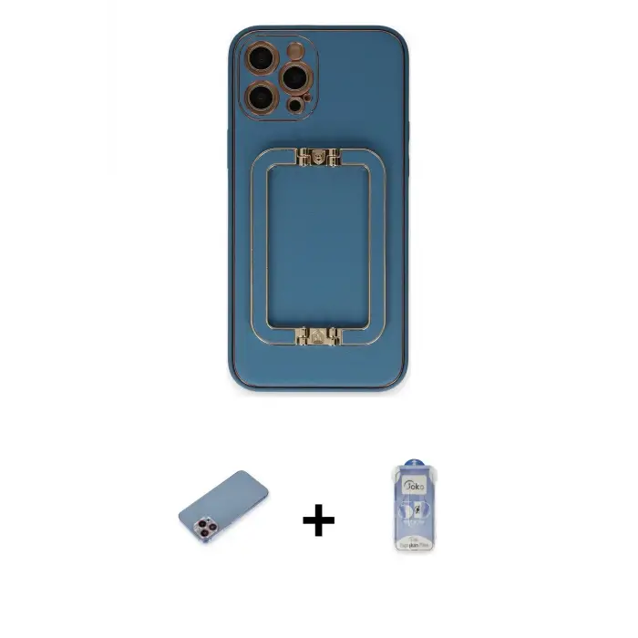 ieg™ iPhone 12 Pro Max Kılıf Kozmos Minimal Prime - Siyah Joko Magic 5D Cam + Shine Kamera Lens Koruma Cam - PE