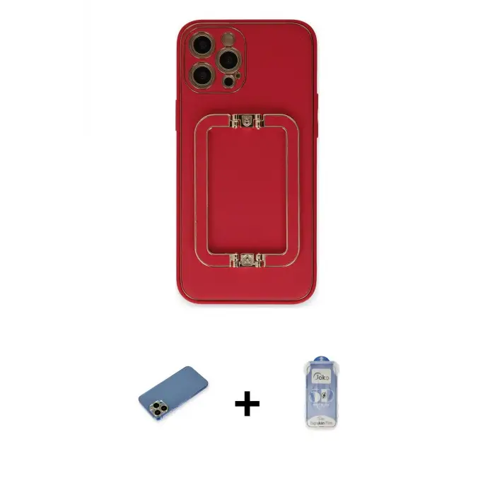 ieg™ iPhone 12 Pro Max Kılıf Kozmos Minimal Prime - Siyah Joko Magic 5D Cam + Shine Kamera Lens Koruma Cam - GD