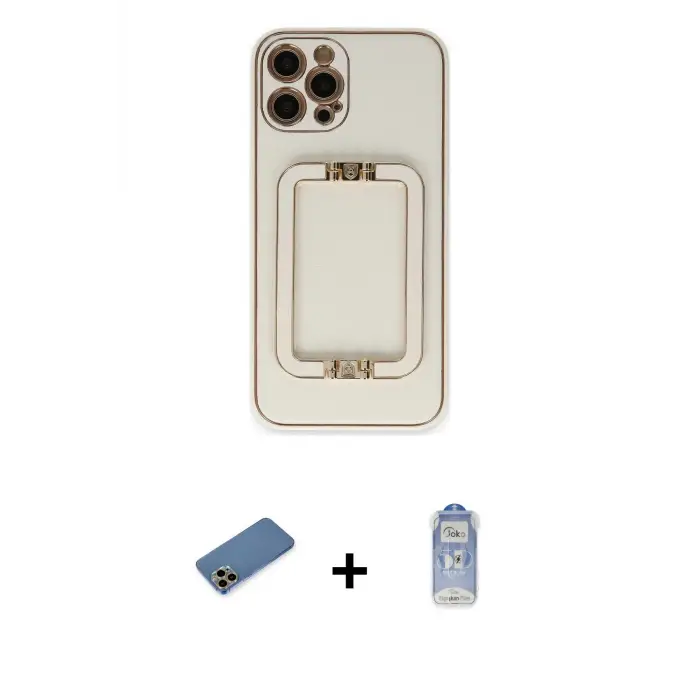 ieg™ iPhone 12 Pro Max Kılıf Kozmos Minimal Prime - Siyah Joko Magic 5D Cam + Shine Kamera Lens Koruma Cam - GD