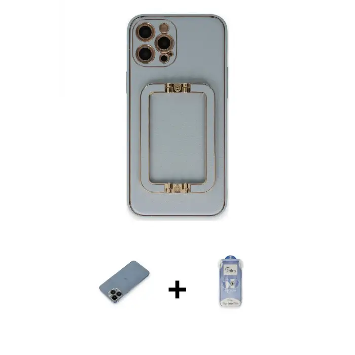 ieg™ iPhone 12 Pro Max Kılıf Kozmos Minimal Prime - Siyah Joko Magic 5D Cam + Shine Kamera Lens Koruma Cam - SH