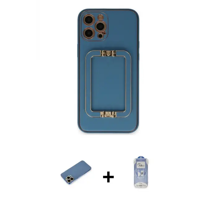 ieg™ iPhone 12 Pro Max Kılıf Kozmos Minimal Prime - Siyah Joko Magic 5D Cam + Shine Kamera Lens Koruma Cam - GD