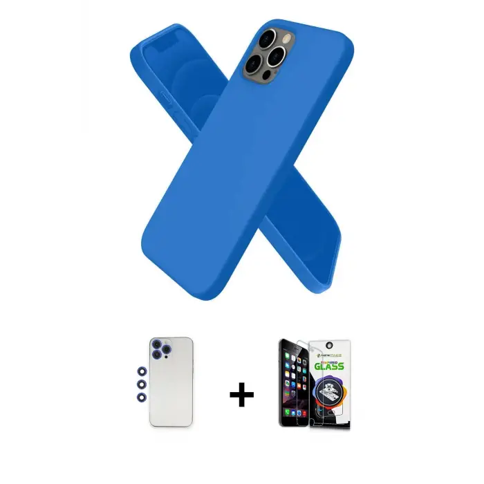 ieg™ iPhone 12 Pro Max Kılıf Kozmos Yansıma Özel Seri - Şeffaf Temperli Cam Ekran Koruyucu + Shine Kamera Lens - LT