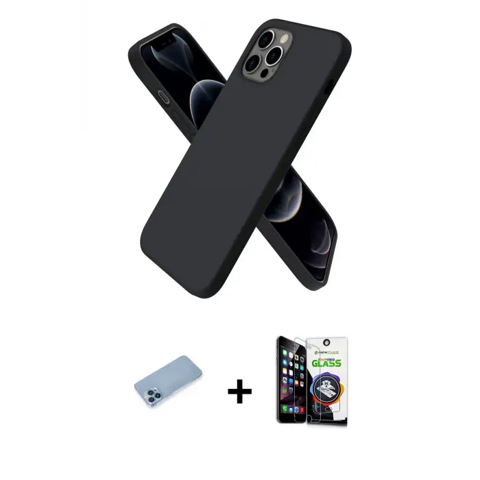 ieg™ iPhone 12 Pro Max Kılıf Kozmos Yansıma Özel Seri - Şeffaf Temperli Cam Ekran Koruyucu + Shine Kamera Lens Koruma Cam - MI