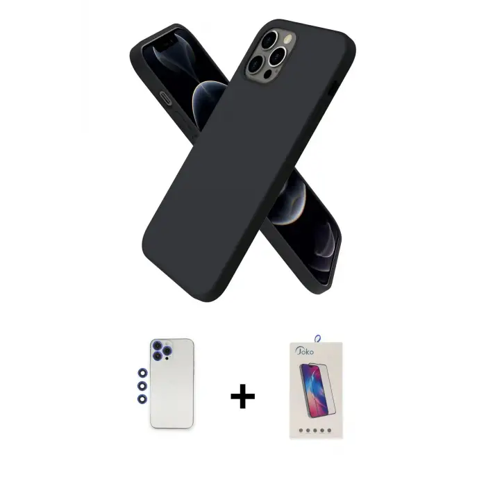 ieg™ iPhone 12 Pro Max Kılıf Kozmos Yansıma Özel Seri - Siyah Joko 5D Cam + Shine Kamera Lens - LT