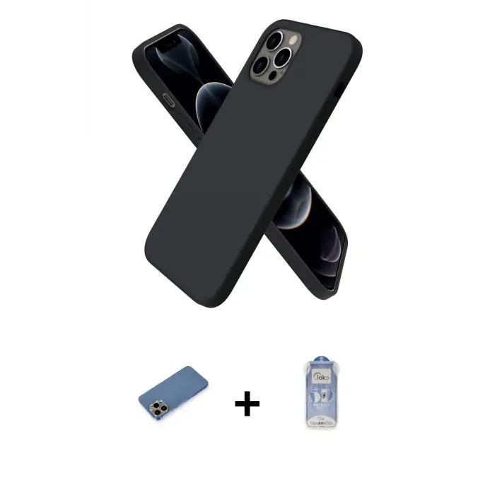 ieg™ iPhone 12 Pro Max Kılıf Kozmos Yansıma Özel Seri - Siyah Joko Magic 5D Cam + Shine Kamera Lens Koruma Cam - GD
