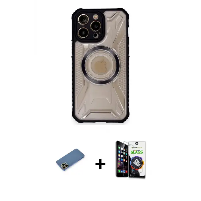 ieg™ iPhone 12 Pro Max Kılıf Kutup Modern - Şeffaf Temperli Cam Ekran Koruyucu + Shine Kamera Lens Koruma Cam - GD