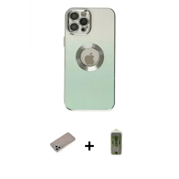 ieg™ iPhone 12 Pro Max Kılıf Kutup Yansıma Özel Seri - Siyah Joko Magic 5D Hayalet Cam + Shine Kamera Lens Koruma Cam - SABE