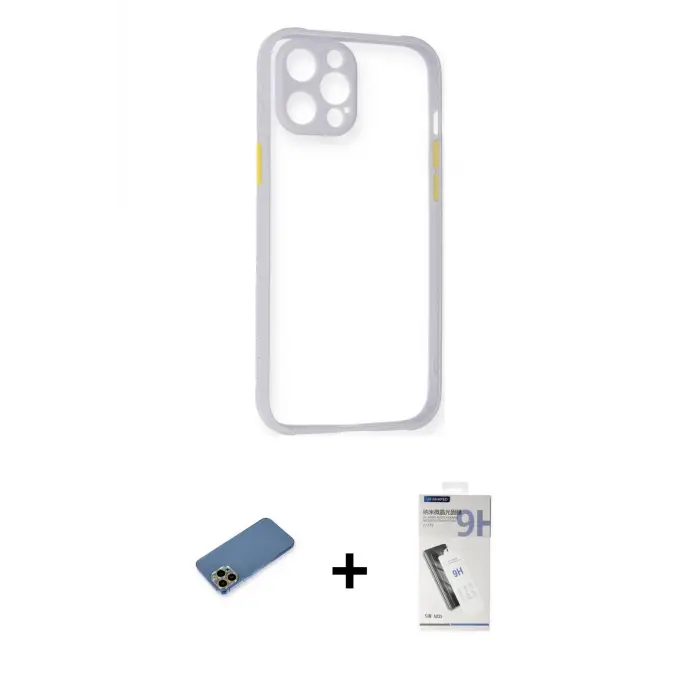 ieg™ iPhone 12 Pro Max Kılıf Nova Asil Özel Seri - Şeffaf Uv Polymer Nano Ekran Koruyucu + Shine Kamera Lens Koruma Cam - GD