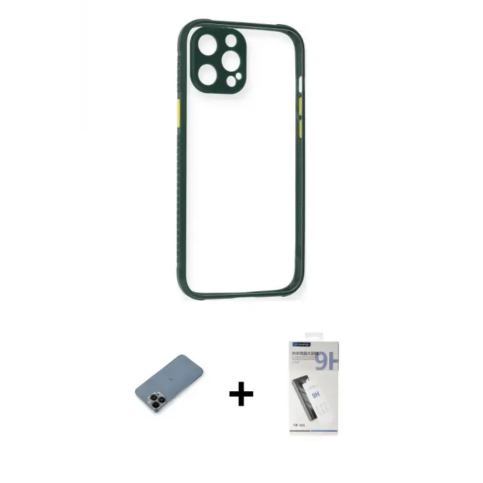 ieg™ iPhone 12 Pro Max Kılıf Nova Asil Özel Seri - Şeffaf Uv Polymer Nano Ekran Koruyucu + Shine Kamera Lens Koruma Cam - SH