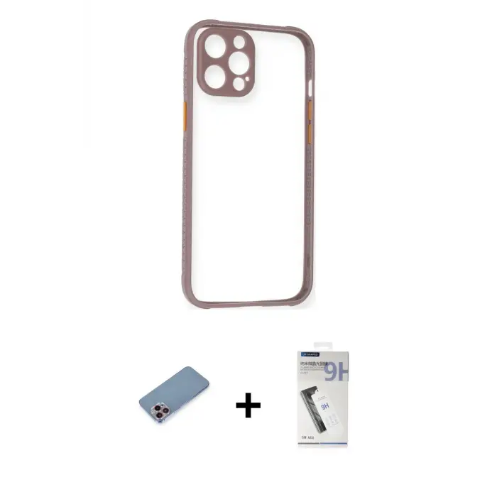 ieg™ iPhone 12 Pro Max Kılıf Nova Asil Özel Seri - Şeffaf Uv Polymer Nano Ekran Koruyucu + Shine Kamera Lens Koruma Cam - PE
