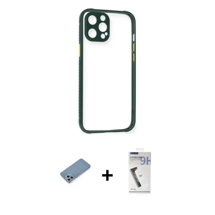 ieg™ iPhone 12 Pro Max Kılıf Nova Asil Özel Seri - Şeffaf Uv Polymer Nano Ekran Koruyucu + Shine Kamera Lens Koruma Cam - GS