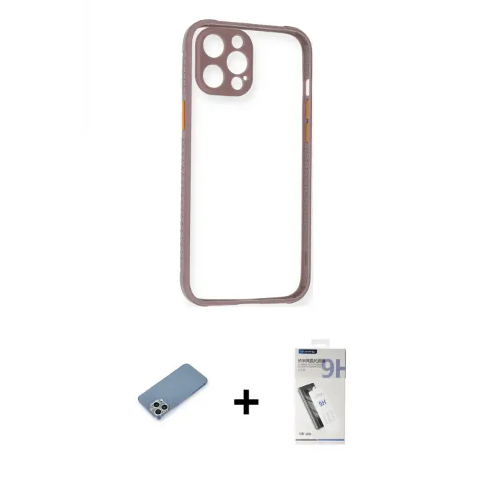 ieg™ iPhone 12 Pro Max Kılıf Nova Asil Özel Seri - Şeffaf Uv Polymer Nano Ekran Koruyucu + Shine Kamera Lens Koruma Cam - GS