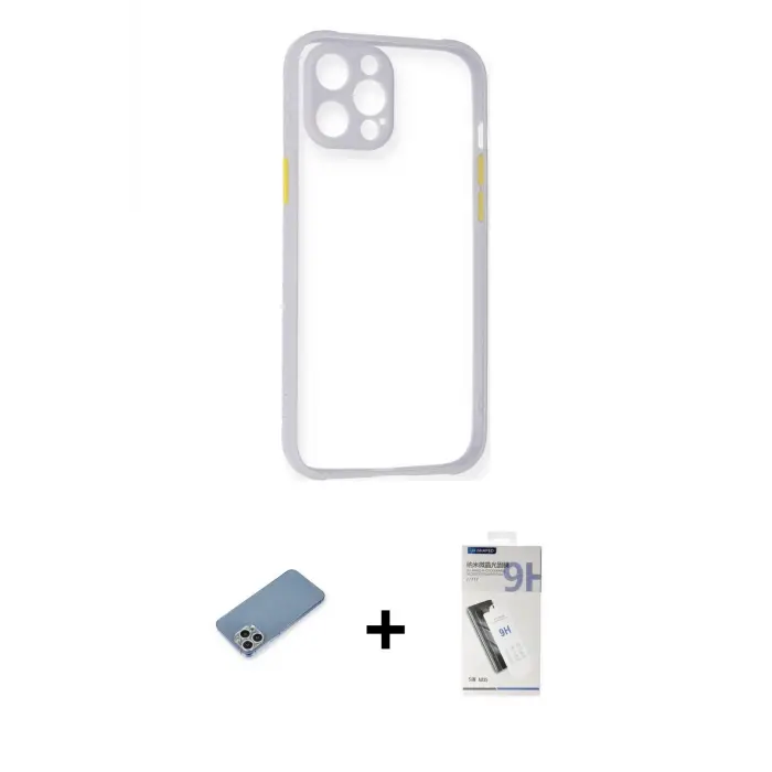 ieg™ iPhone 12 Pro Max Kılıf Nova Asil Özel Seri - Şeffaf Uv Polymer Nano Ekran Koruyucu + Shine Kamera Lens Koruma Cam - GS