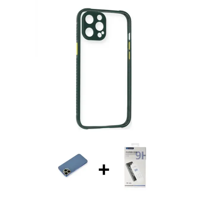 ieg™ iPhone 12 Pro Max Kılıf Nova Asil Özel Seri - Şeffaf Uv Polymer Nano Ekran Koruyucu + Shine Kamera Lens Koruma Cam - GD
