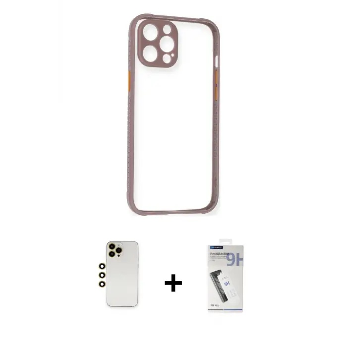 ieg™ iPhone 12 Pro Max Kılıf Nova Asil Özel Seri - Şeffaf Uv Polymer Nano Ekran Koruyucu + Shine Kamera Lens - GD