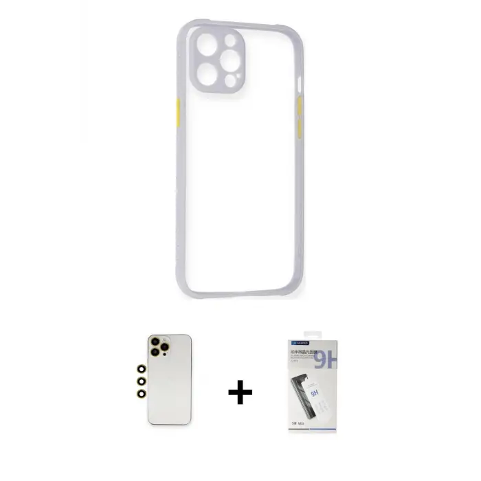 ieg™ iPhone 12 Pro Max Kılıf Nova Asil Özel Seri - Şeffaf Uv Polymer Nano Ekran Koruyucu + Shine Kamera Lens - GD