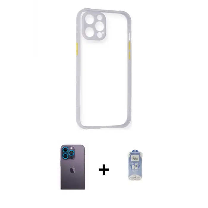 ieg™ iPhone 12 Pro Max Kılıf Nova Asil Özel Seri - Siyah Joko Magic 5D Cam + Neon Fosforlu Kamera Lens - MI