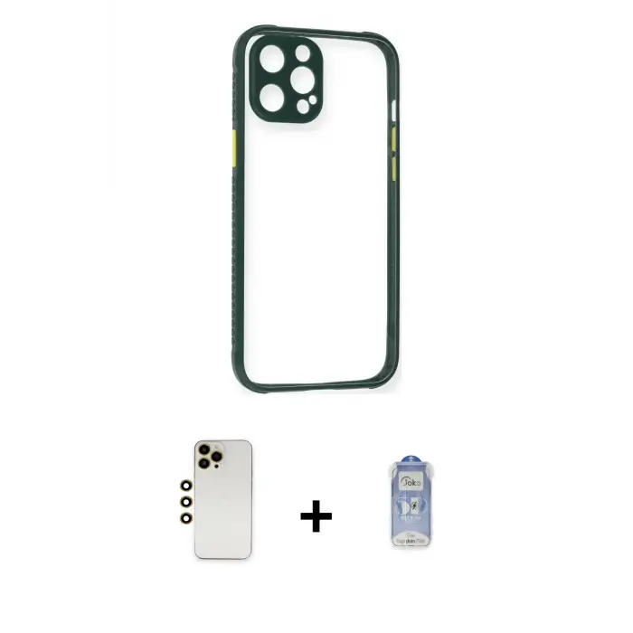 ieg™ iPhone 12 Pro Max Kılıf Nova Asil Özel Seri - Siyah Joko Magic 5D Cam + Shine Kamera Lens - GD