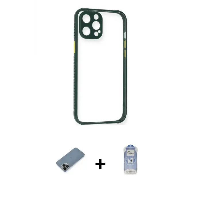 ieg™ iPhone 12 Pro Max Kılıf Nova Asil Özel Seri - Siyah Joko Magic 5D Cam + Shine Kamera Lens Koruma Cam - SH