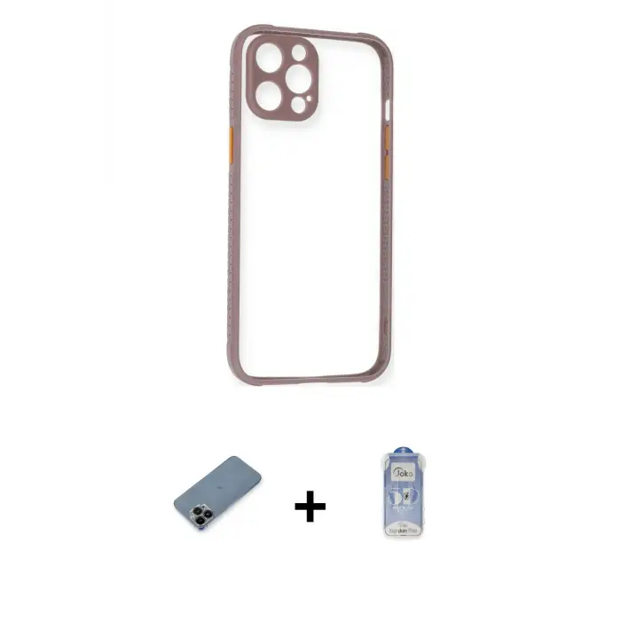 ieg™ iPhone 12 Pro Max Kılıf Nova Asil Özel Seri - Siyah Joko Magic 5D Cam + Shine Kamera Lens Koruma Cam - SH