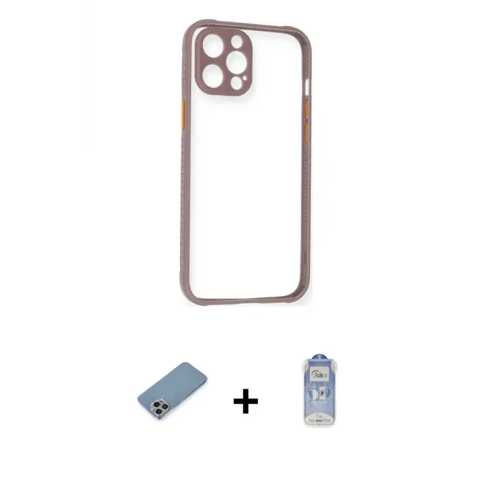 ieg™ iPhone 12 Pro Max Kılıf Nova Asil Özel Seri - Siyah Joko Magic 5D Cam + Shine Kamera Lens Koruma Cam - GI