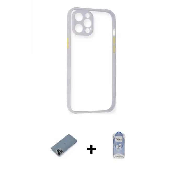 ieg™ iPhone 12 Pro Max Kılıf Nova Asil Özel Seri - Siyah Joko Magic 5D Cam + Shine Kamera Lens Koruma Cam - SH