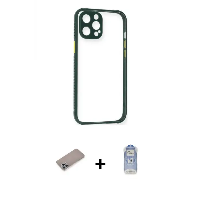 ieg™ iPhone 12 Pro Max Kılıf Nova Asil Özel Seri - Siyah Joko Magic 5D Cam + Shine Kamera Lens Koruma Cam - SABE