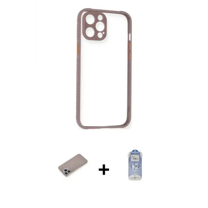ieg™ iPhone 12 Pro Max Kılıf Nova Asil Özel Seri - Siyah Joko Magic 5D Cam + Shine Kamera Lens Koruma Cam - SABE