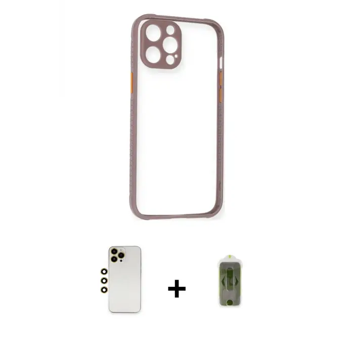 ieg™ iPhone 12 Pro Max Kılıf Nova Asil Özel Seri - Siyah Joko Magic 5D Hayalet Cam + Shine Kamera Lens - GD