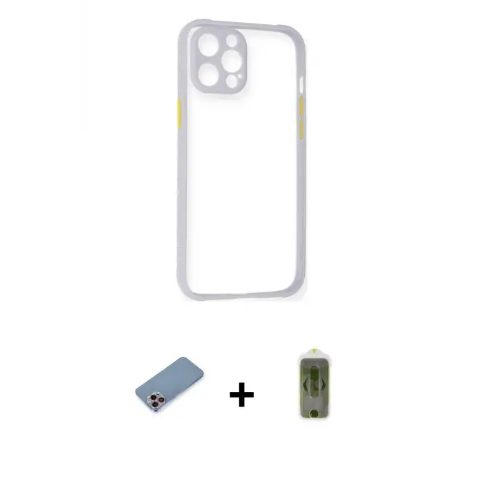 ieg™ iPhone 12 Pro Max Kılıf Nova Asil Özel Seri - Siyah Joko Magic 5D Hayalet Cam + Shine Kamera Lens Koruma Cam - PE