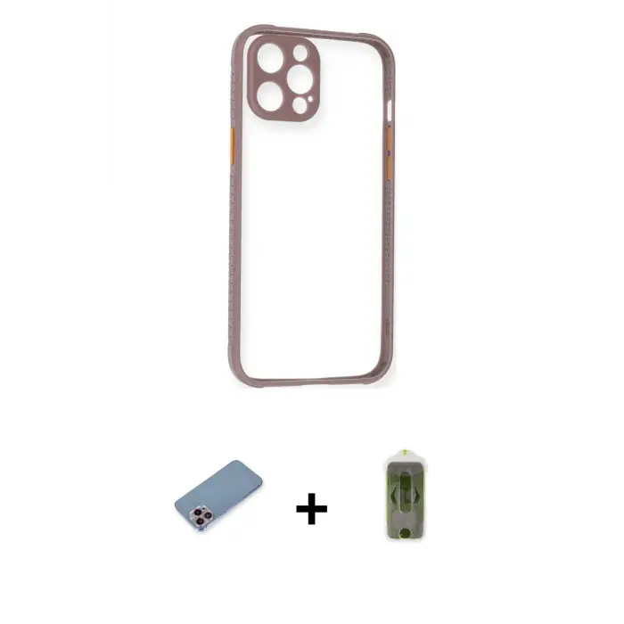 ieg™ iPhone 12 Pro Max Kılıf Nova Asil Özel Seri - Siyah Joko Magic 5D Hayalet Cam + Shine Kamera Lens Koruma Cam - PE