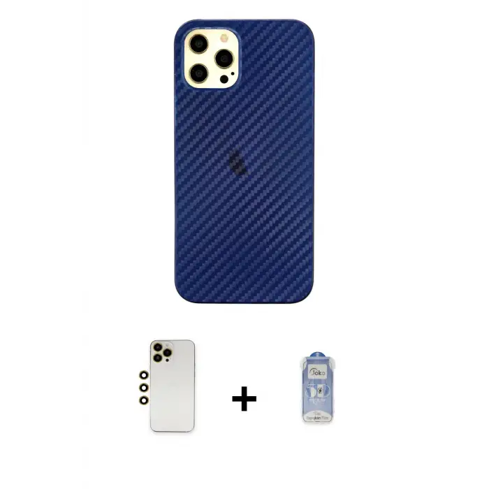 ieg™ iPhone 12 Pro Max Kılıf Nova Çizgi - Siyah Joko Magic 5D Cam + Shine Kamera Lens - GD