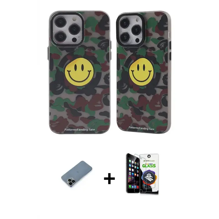 ieg™ iPhone 12 Pro Max Kılıf Nova Doku Koleksiyonu - Şeffaf Temperli Cam Ekran Koruyucu + Shine Kamera Lens Koruma Cam - SH