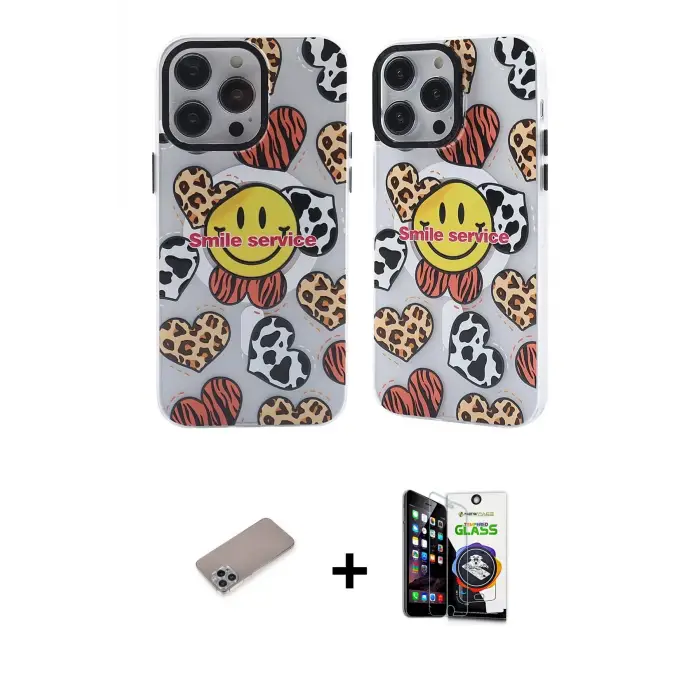 ieg™ iPhone 12 Pro Max Kılıf Nova Doku Koleksiyonu - Şeffaf Temperli Cam Ekran Koruyucu + Shine Kamera Lens Koruma Cam - SABE