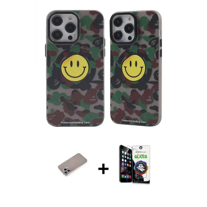ieg™ iPhone 12 Pro Max Kılıf Nova Doku Koleksiyonu - Şeffaf Temperli Cam Ekran Koruyucu + Shine Kamera Lens Koruma Cam - SABE