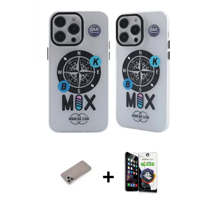 ieg™ iPhone 12 Pro Max Kılıf Nova Doku Koleksiyonu - Şeffaf Temperli Cam Ekran Koruyucu + Shine Kamera Lens Koruma Cam - SABE