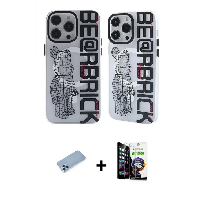 ieg™ iPhone 12 Pro Max Kılıf Nova Doku Koleksiyonu - Şeffaf Temperli Cam Ekran Koruyucu + Shine Kamera Lens Koruma Cam - MI