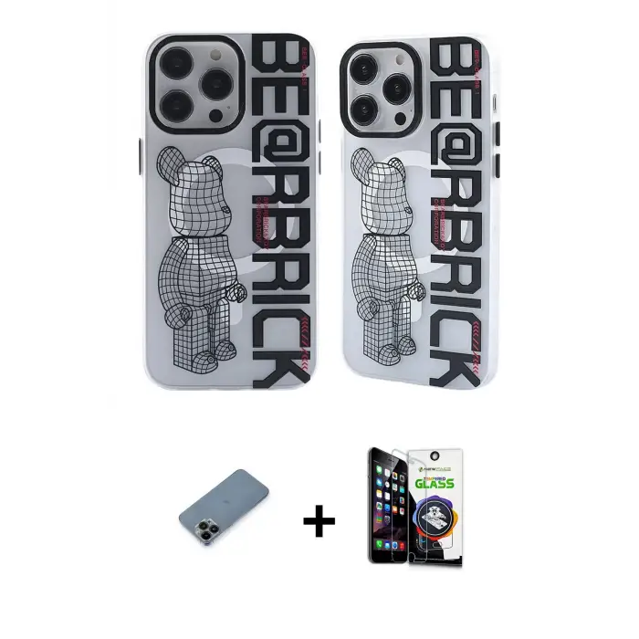 ieg™ iPhone 12 Pro Max Kılıf Nova Doku Koleksiyonu - Şeffaf Temperli Cam Ekran Koruyucu + Shine Kamera Lens Koruma Cam - SH