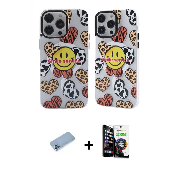 ieg™ iPhone 12 Pro Max Kılıf Nova Doku Koleksiyonu - Şeffaf Temperli Cam Ekran Koruyucu + Shine Kamera Lens Koruma Cam - MI