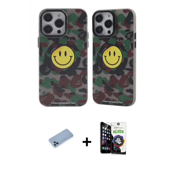 ieg™ iPhone 12 Pro Max Kılıf Nova Doku Koleksiyonu - Şeffaf Temperli Cam Ekran Koruyucu + Shine Kamera Lens Koruma Cam - MI
