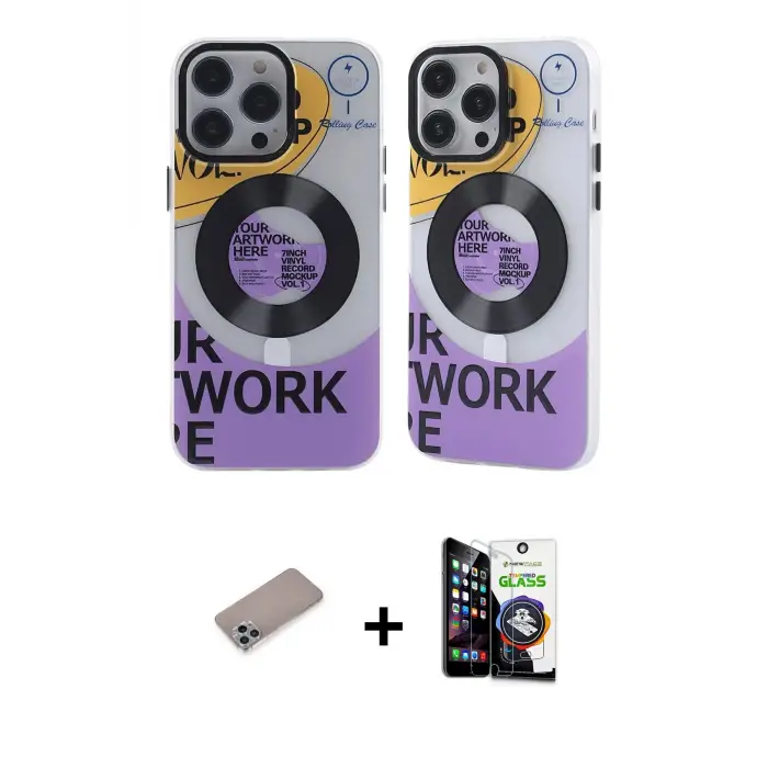 ieg™ iPhone 12 Pro Max Kılıf Nova Doku Koleksiyonu - Şeffaf Temperli Cam Ekran Koruyucu + Shine Kamera Lens Koruma Cam - SABE