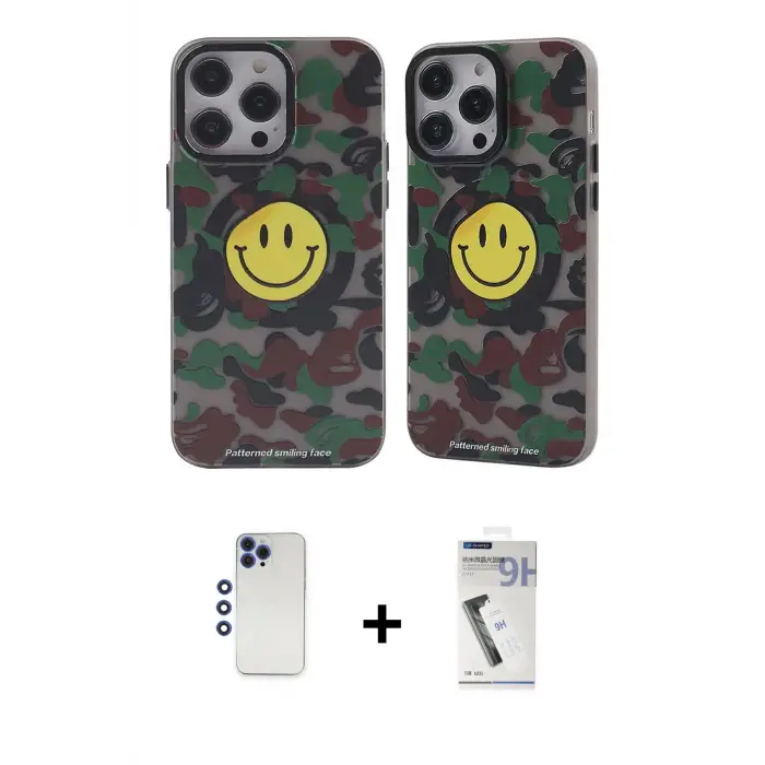 ieg™ iPhone 12 Pro Max Kılıf Nova Doku Koleksiyonu - Şeffaf Uv Polymer Nano Ekran Koruyucu + Shine Kamera Lens - LT