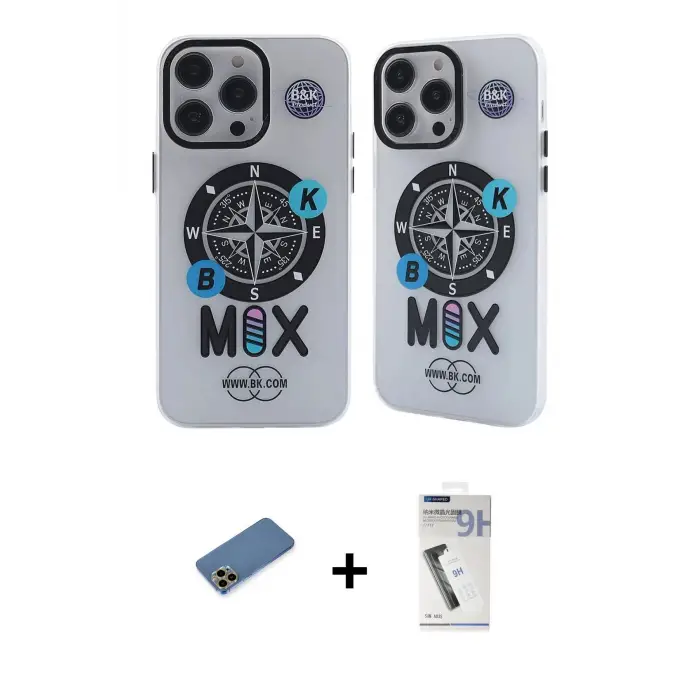 ieg™ iPhone 12 Pro Max Kılıf Nova Doku Koleksiyonu - Şeffaf Uv Polymer Nano Ekran Koruyucu + Shine Kamera Lens Koruma Cam - GD