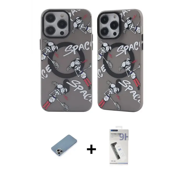 ieg™ iPhone 12 Pro Max Kılıf Nova Doku Koleksiyonu - Şeffaf Uv Polymer Nano Ekran Koruyucu + Shine Kamera Lens Koruma Cam - GI