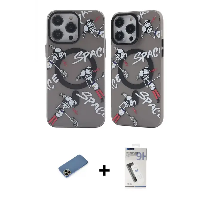 ieg™ iPhone 12 Pro Max Kılıf Nova Doku Koleksiyonu - Şeffaf Uv Polymer Nano Ekran Koruyucu + Shine Kamera Lens Koruma Cam - GD