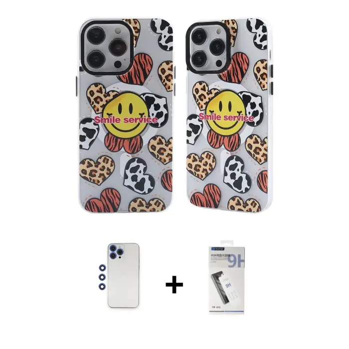 ieg™ iPhone 12 Pro Max Kılıf Nova Doku Koleksiyonu - Şeffaf Uv Polymer Nano Ekran Koruyucu + Shine Kamera Lens - LT