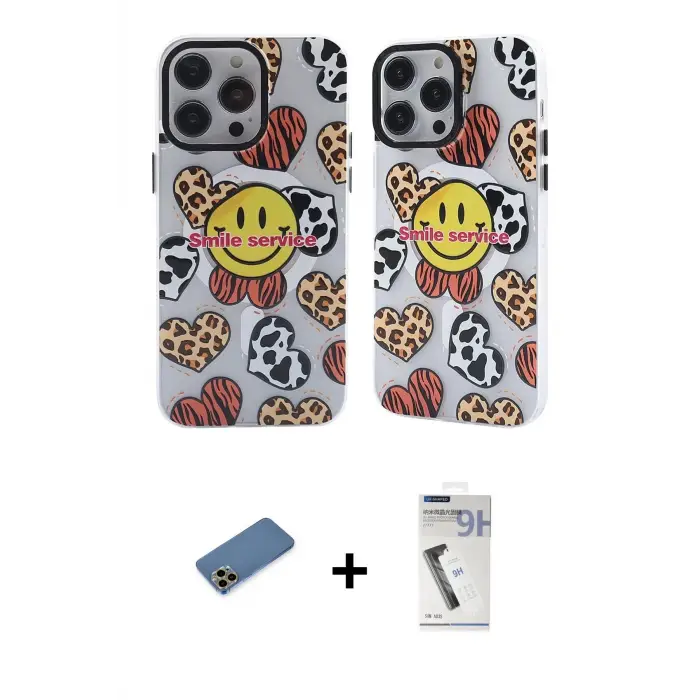 ieg™ iPhone 12 Pro Max Kılıf Nova Doku Koleksiyonu - Şeffaf Uv Polymer Nano Ekran Koruyucu + Shine Kamera Lens Koruma Cam - GD