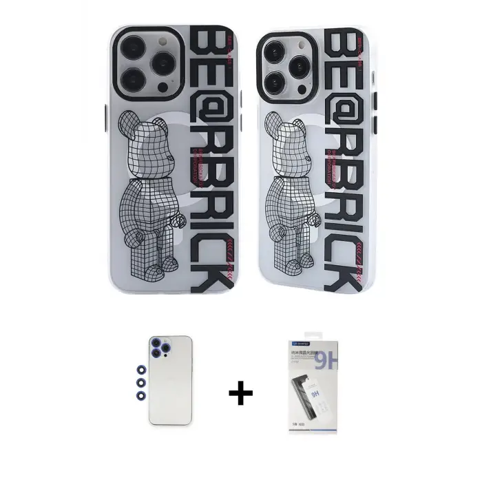 ieg™ iPhone 12 Pro Max Kılıf Nova Doku Koleksiyonu - Şeffaf Uv Polymer Nano Ekran Koruyucu + Shine Kamera Lens - LT