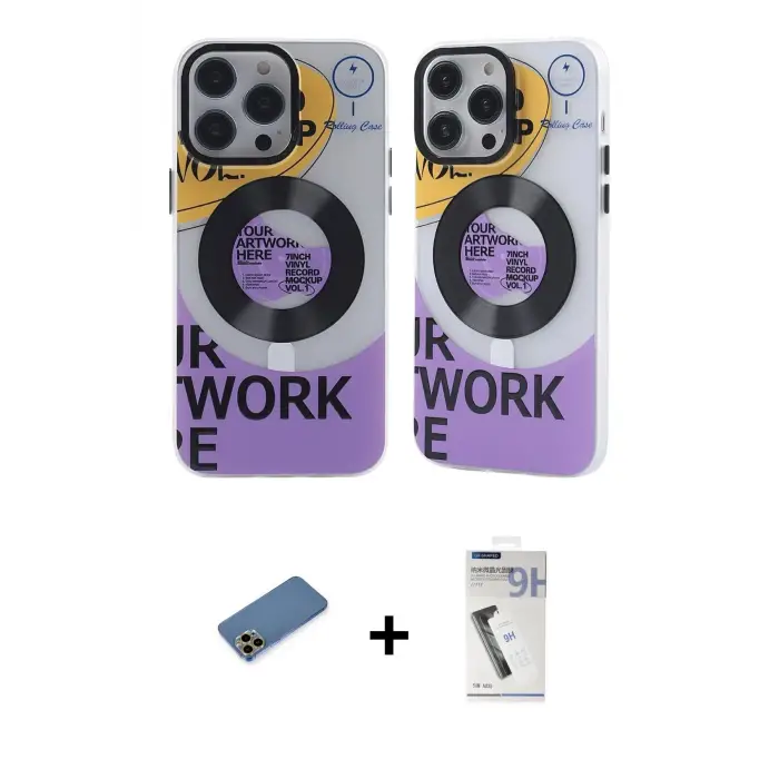 ieg™ iPhone 12 Pro Max Kılıf Nova Doku Koleksiyonu - Şeffaf Uv Polymer Nano Ekran Koruyucu + Shine Kamera Lens Koruma Cam - GD