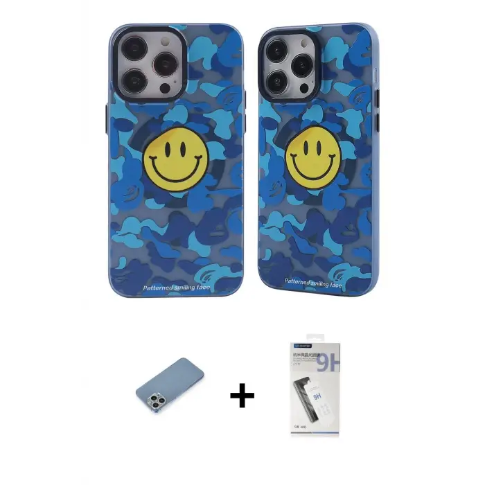ieg™ iPhone 12 Pro Max Kılıf Nova Doku Koleksiyonu - Şeffaf Uv Polymer Nano Ekran Koruyucu + Shine Kamera Lens Koruma Cam - GS